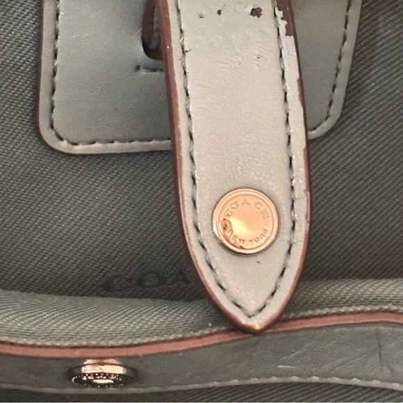 Authentic COACH Crossgrain Leather Laptop Tote Sage Blue 29086 - Picture 9 of 13